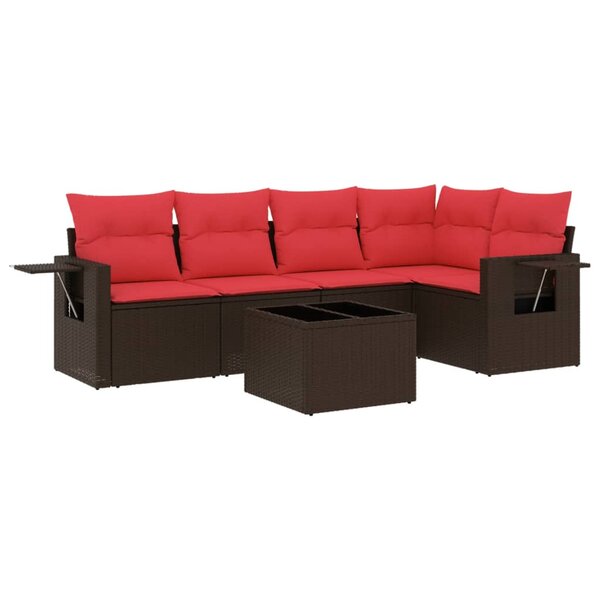 vidaXL Salon de jardin 6 Pièces avec coussins marron résine tressée