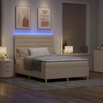 vidaXL Lit à ressort LED avec matelas Crème 140 x 190 cm tissu