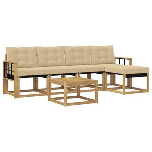 vidaXL Ensemble de canapés d'extérieur 6 pc Blanc et Beige