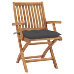 vidaXL Chaises de jardin lot de 2 et coussins anthracite Bois de teck