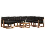 vidaXL Ensemble de canapés d'extérieur 9 pc Naturel et noir