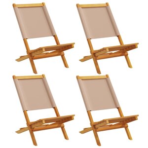 vidaXL Chaises de jardin pliantes lot de 4 taupe tissu et bois massif