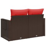 vidaXL Canapé de jardin avec coussins 2 places en résine tressée marron
