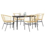 vidaXL Ensemble à manger jardin 5Pièces marron poly rotin verre