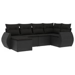 vidaXL Salon de jardin 6 Pièces avec coussins noir résine tressée
