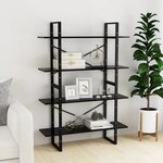 vidaXL Bibliothèque à 4 niveaux noir 100x30x140 cm bois d'ingénierie