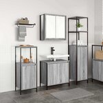 vidaXL Ensemble de mobilier de salle de bain 3 Pièces Gris Sonoma et noir