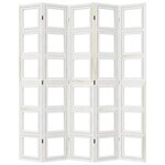 vidaXL Cloison de séparation 5 panneaux blanc bois de paulownia massif