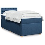 vidaXL Sommier à lattes de lit avec matelas Bleu 90x190 cm Tissu