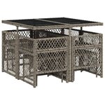 vidaXL Ensemble à manger de jardin 9 Pièces coussins gris résine tressée