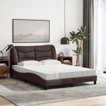 vidaXL Lit avec matelas Hvar marron foncé 140x190 cm tissu