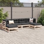 vidaXL Salon de jardin 6 Pièces avec coussins bois de pin massif