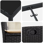 vidaXL Set de salle à manger de jardin 7 pièces avec coussins - Noir Poly Rattan