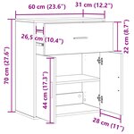 vidaXL Buffet avec tiroir Vieux bois 60 x 31 x 70 cm Bois d'ingénierie