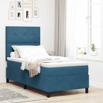vidaXL Lit à ressorts avec matelas Bleu foncé 90 x 190 cm Velours