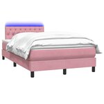 vidaXL Sommier à lattes de lit avec matelas et LED rose 120x210 cm velours