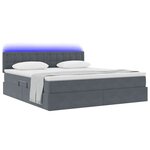 vidaXL Lit de rangement LED avec matelas Gris foncé 180 x 200 cm