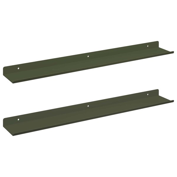vidaXL Étagère flottante 2 pc Vert olive 60 x 8 5 x 2 5 cm Acier