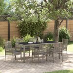 vidaXL Ensemble de salle à manger de 7 pièces avec coussins Gris Poly Rattan