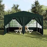 vidaXL Tente de fête Vert  Blanc 400 x 400 x 266 cm Polyester  Acier