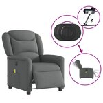 vidaXL Fauteuil inclinable de massage électrique gris foncé tissu