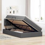 vidaXL Lit de rangement LED avec matelas Gris foncé 120 x 190 cm Tissu