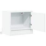 vidaXL Table de chevet murale avec lumières LED blanc