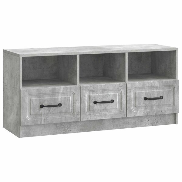vidaXL Meuble TV Gris béton 102 x 34 5 x 47 cm Bois d'ingénierie
