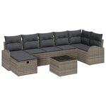 vidaXL Ensemble de canapé de jardin avec coussin 8 Pièces Gris Poly rotin