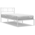 vidaXL Cadre de lit métal sans matelas avec tête de lit blanc 90x190cm
