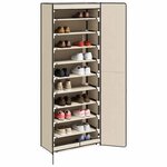 vidaXL Armoire à chaussures Crème 60x30x166 cm Tissu