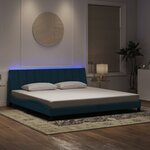 vidaXL Cadre de lit avec lumières LED bleu 200x200 cm velours