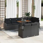 vidaXL Ensemble de canapé de jardin 9 Pièces Noir Poly rotin