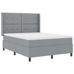 Lit Box Spring vidaXL avec Matelas et Lumière LED Gris clair 160x200 cm Tissu