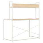 Bureau table poste de travail meuble d'ordinateur informatique étude d'ordinateur et chêne 120 x 60 x 138 cm blanc 02_0023721