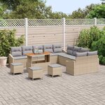 vidaXL Ensemble de canapé de jardin 13 Pièces Beige Poly rotin