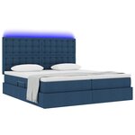 vidaXL Lit de rangement LED avec matelas Bleu 200 x 200 cm Tissu