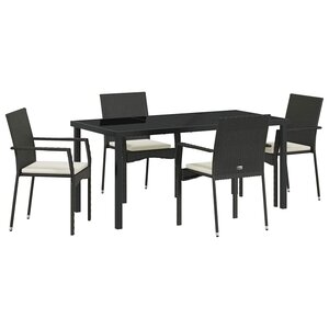 vidaXL Ensemble de salle à manger pour jardin 5 Pièces Noir Poly rotin