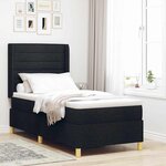 Lit Box Spring vidaXL avec Matelas et LED Noir 100x200 cm Tissu