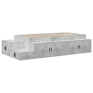 vidaXL Cadre de lit avec rangement Gris béton 75 cm Bois d'ingénierie