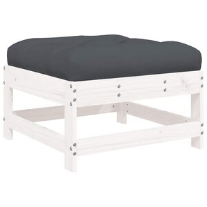 vidaXL Repose-pied de jardin avec coussin blanc bois de pin massif