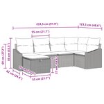 vidaXL Ensemble de canapé de jardin de 6 pièces avec coussins en rotin marron