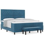 vidaXL Lit Box Spring avec Matelas & Banc Bleu Foncé 180x200 cm Velours