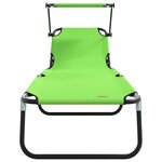 vidaXL Chaise longue pliante 2 Pièces Vert 56 x 190 x 81cm tissu