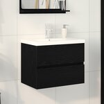 Cabinet de lavabo vidaXL en MDF chêne noir avec lavabo intégré
