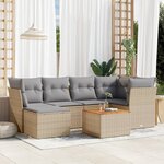 vidaXL Salon de jardin avec coussins 7Pièces mélange beige résine tressée