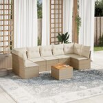vidaXL Salon de jardin avec coussins 8 Pièces beige résine tressée