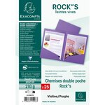 Paquet De 25 Chemises Double Poche Rock''s 210 - Double A4 Ou A3 - 24x32cm - Violine - X 10 - Exacompta