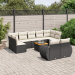 vidaXL Salon de jardin 10 Pièces avec coussins noir résine tressée