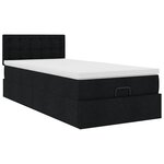 vidaXL Lit ottoman avec matelas noir 90x200 cm tissu